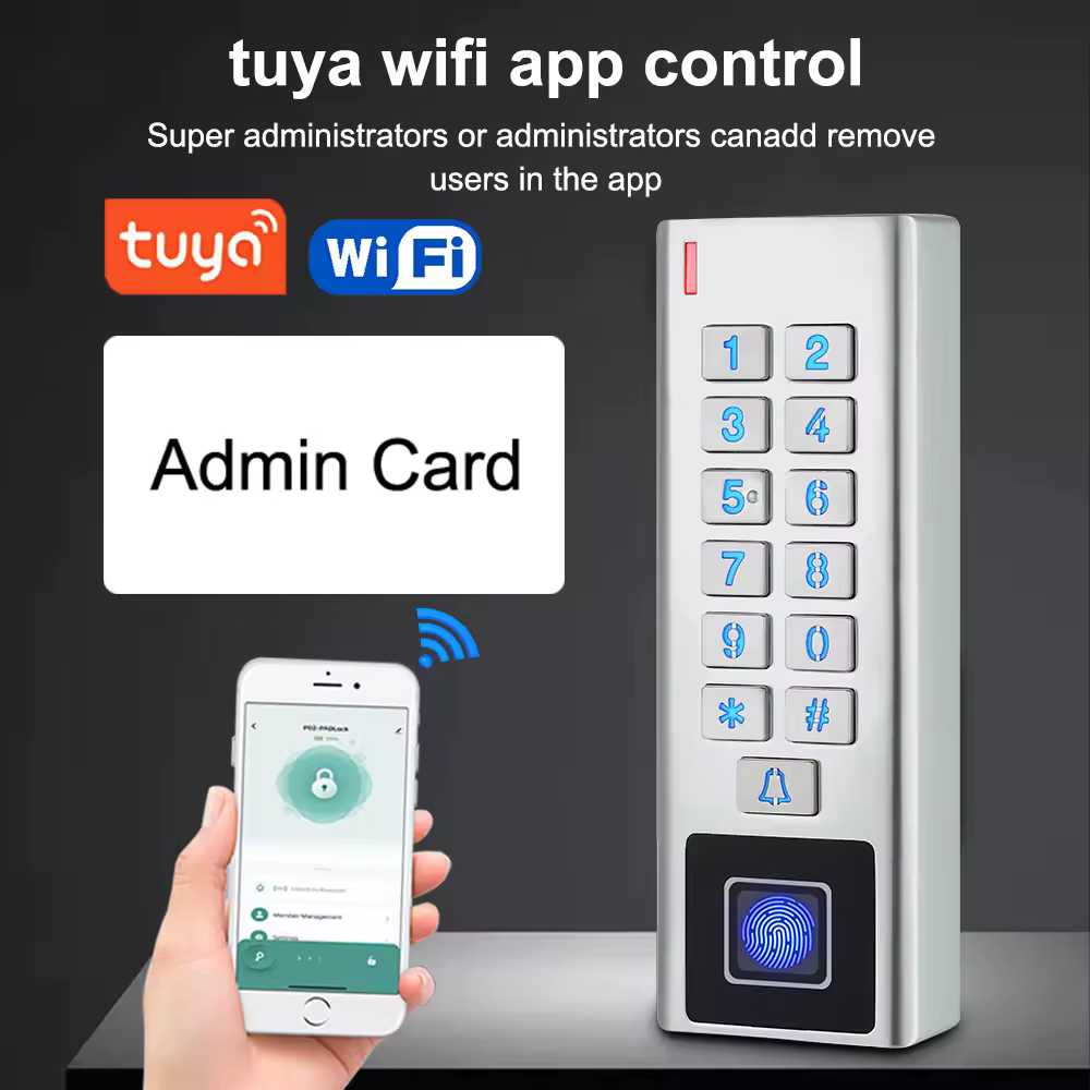 מנעול דלת חכם Tuya Smart Fingerprint Door Lock Keypad Wifi עמיד למים IP66 שער חיצוני Passcode RFID ID Card App Keyless Entry Electric Lock