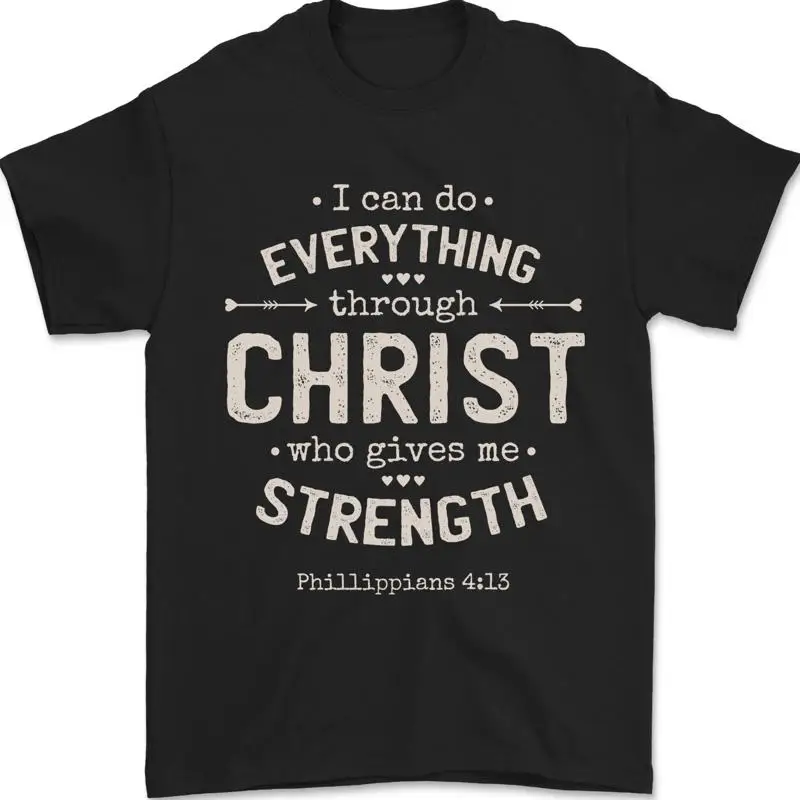 

Christ Gives Me Strength Christian Jesus God Mens T-Shirt 100% Cotton