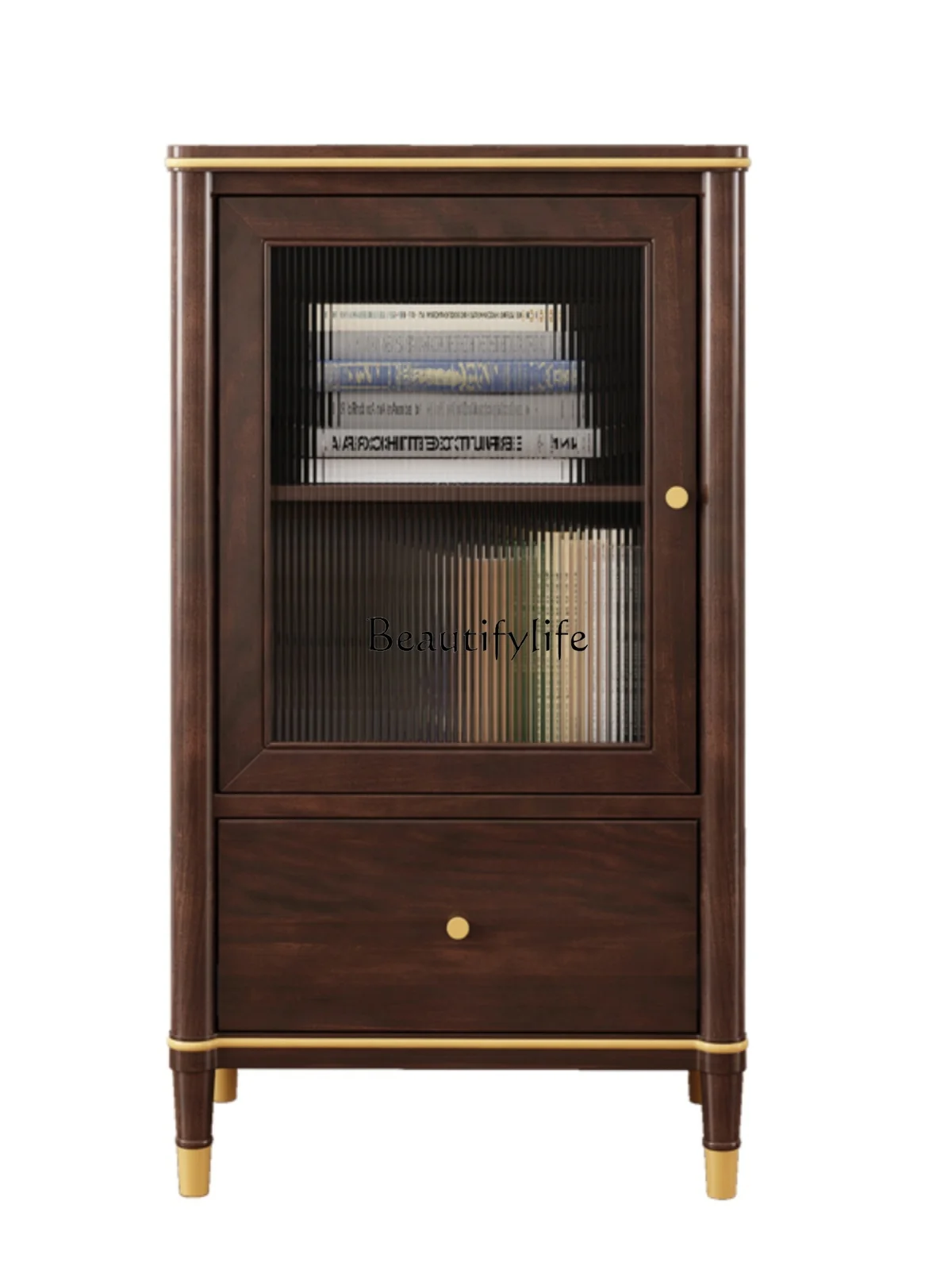 American light luxury all solid wood single door locker, small dining side cabinet against the wall