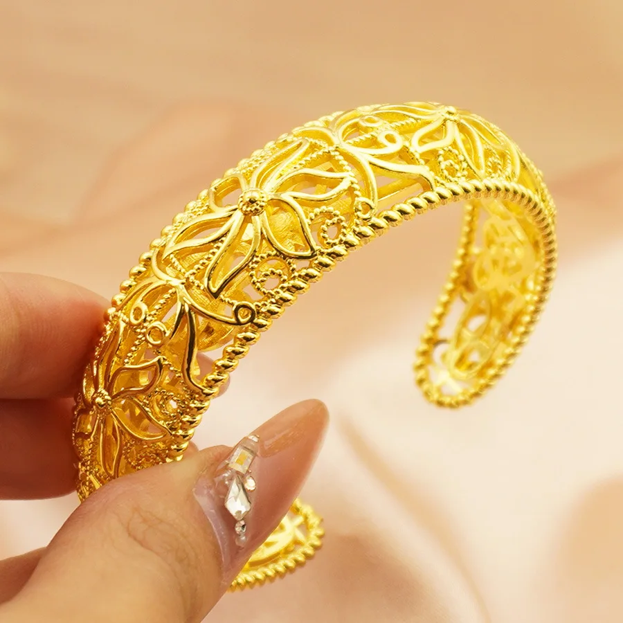 9999 gold Dubai hollowed-out bracelet jewelry, Arabian, Middle East, Africa, Ethiopia, moon embroidery bracelet,bridal accessory