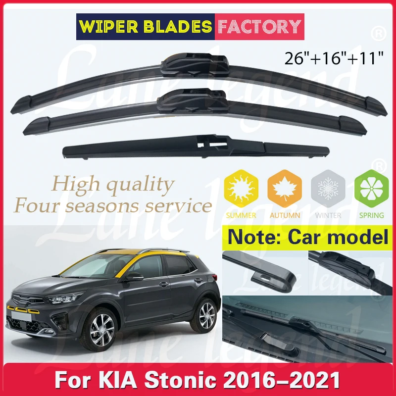 Wiper Front Rear Wiper Blades Set For Kia Stonic 2016 2017 2018 2019 2020 2021 Windshield Windscreen Window Car Rain Brushes