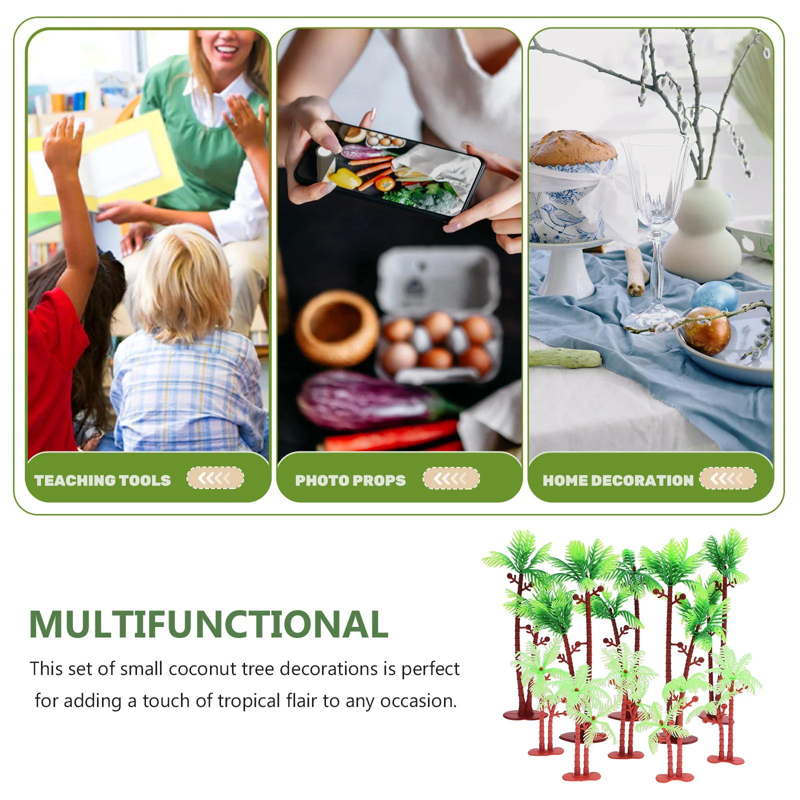 ต้นปาล์มเทียมขนาดเล็ก 10 ชิ้น ต้นมะพร้าวจำลองเหมือนจริงสำหรับตกแต่งสวนในกระถาง DIY และตู้ปลา