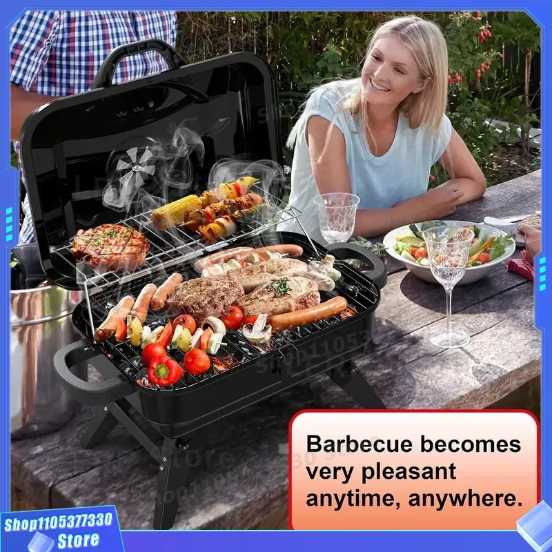 Portable Mini Charcoal BBQ Grill for Outdoor Garden Party Picnic Small Barbecue with Flame Safe Steel Construction Compact