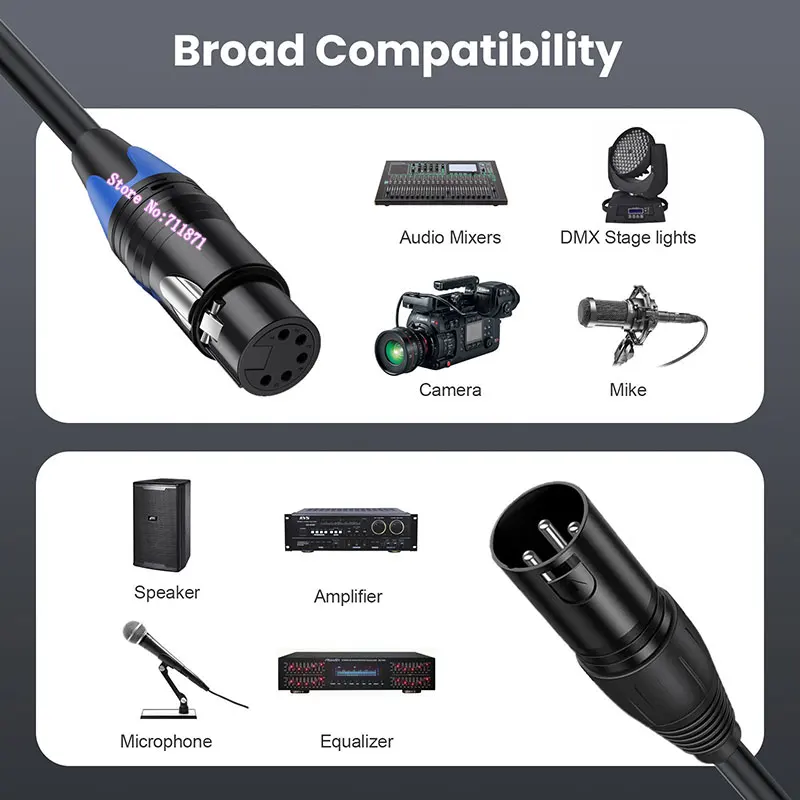 30cm short 3Pin 5Pin XLR Male Female Adapter Cable Line 3P Male 5PIn Female CANNON Line 5P Female 3Pin Male XLR Audio Cord Wire