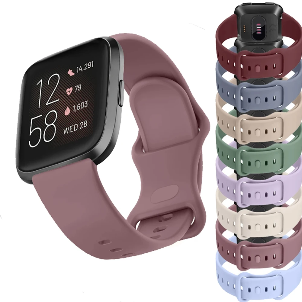 Silicone Watch Strap for Fitbit Versa/Versa 2/Versa Lite Band Soft Adjustable Wristband for Fitbit Versa Smartwatch Watchband