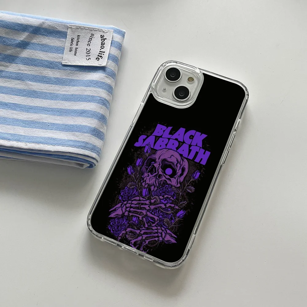 

Black S-Sabbath Smart Phone Case Magsafe for iPhone 16 14 13 12 15 Pro Max X XR XS Plus Soft Clear Tpu Cover