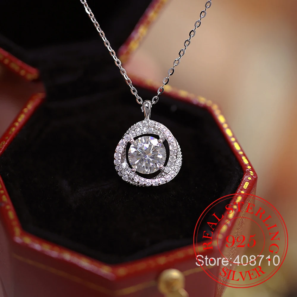 

925 Sterling Silver Jewelry Exquisite Crystal Mobius Strip Pendant Necklace For Women Choker Chain Wedding Party Jewelry Gift