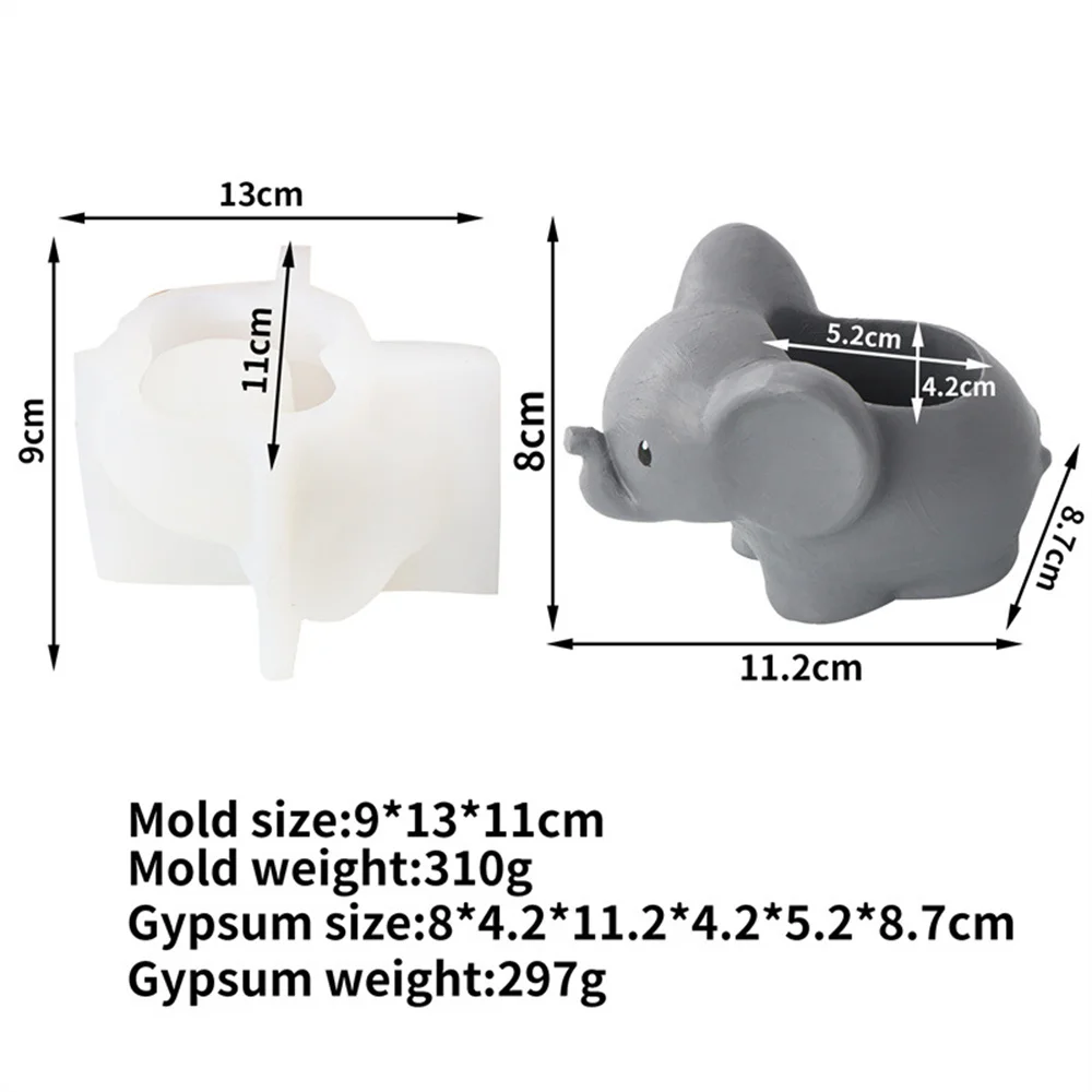 Simulation 3d Elephant Silicone Mold Cactus Succulent Planter Flower Pot Gypsum Clay Making Tool Diy Home Decoration Accessories