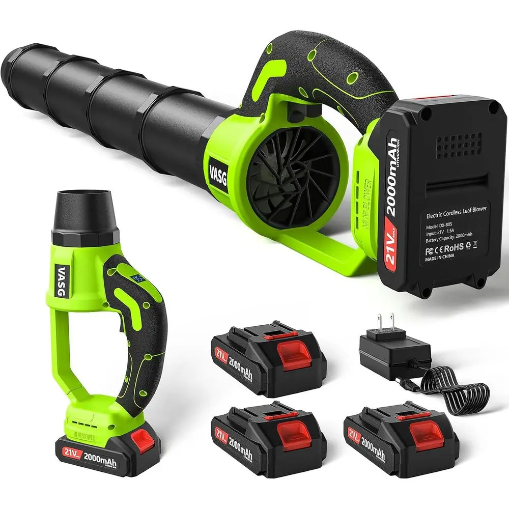 

Lea Blower Cordl, 3 x 21V Batteries & ast Set, Variable, Lightweight Handheld Electric Lea Blower or Lawn Care, Yard, Garden, Pa
