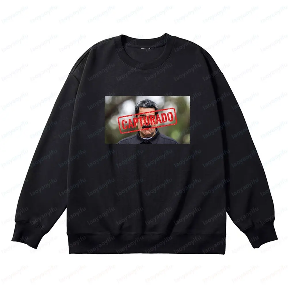 Capturado Nicolás Maduro Pic Print Clothing Venezuela Libre Vintage Protest Tops Distressed Freedom Apparel Men Women Pullover