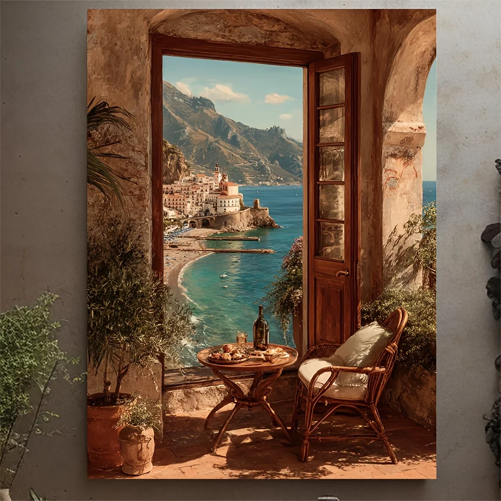 

500/1000/1200/2000PCS Puzzles for Adults Amalfi Italian Sea View Window,Jigsaw Puzzles Brain Challenge Game Gift Home Decor