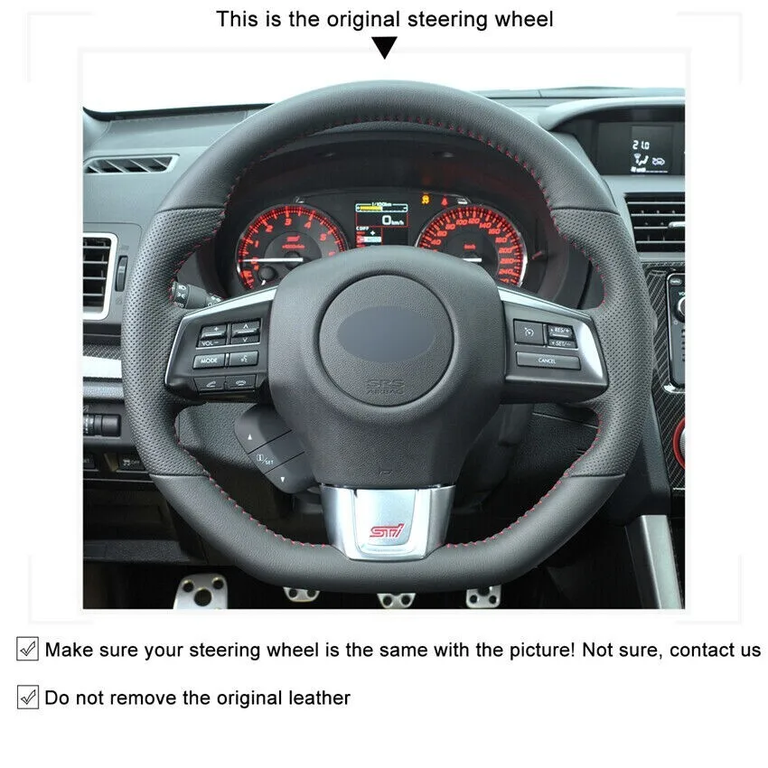 Hand-sewn Carbon Fiber Suede Steering Wheel Cover Anti-slip for Subaru WRX (STI) Levorg Car Accessory