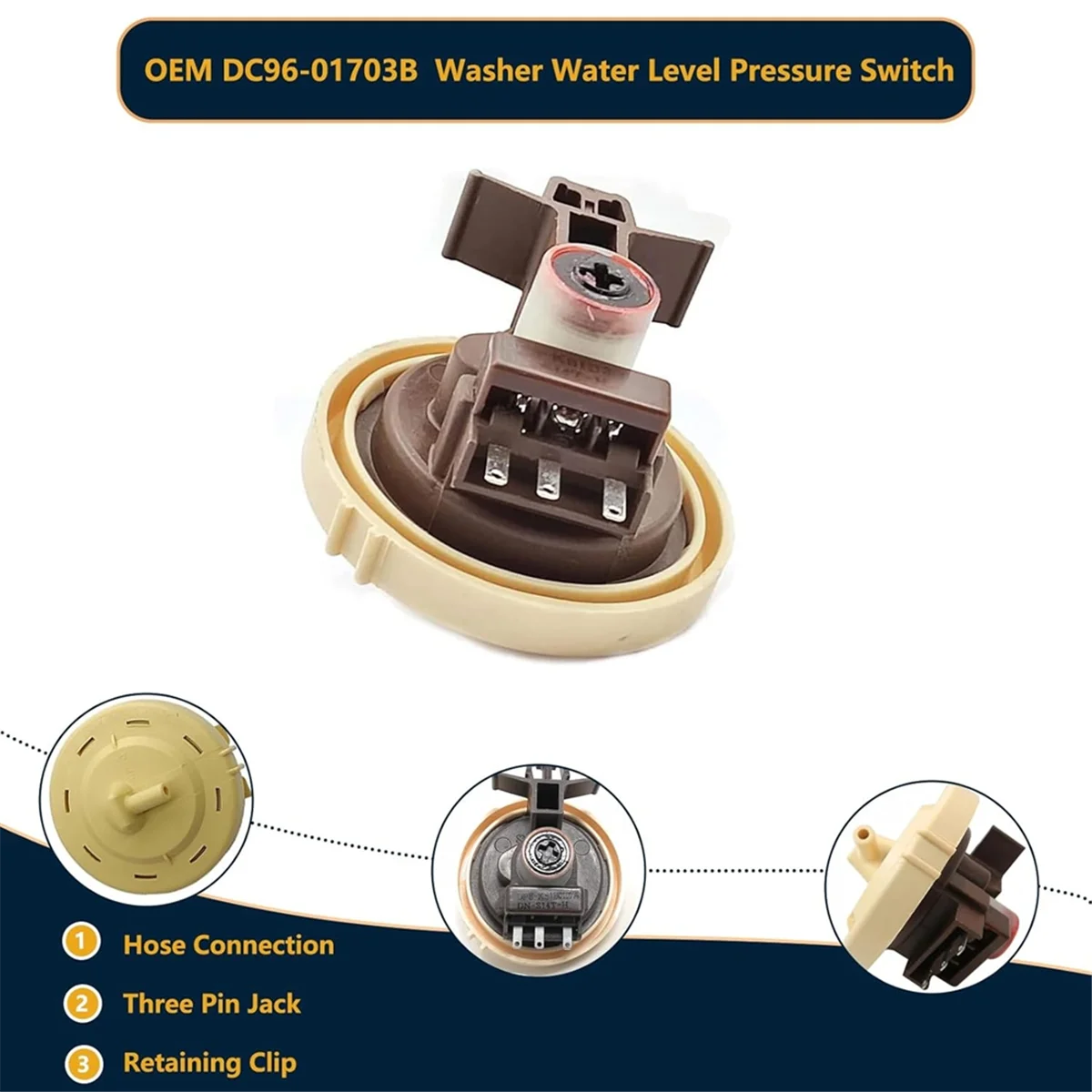 A74G-DC96-01703B เครื่องซักผ้าน้ําระดับเซ็นเซอร์ความดันสําหรับ Samsung WF461ABW, WF501ANW, WF511ABR, WF511ABW