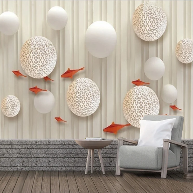 Modern Fashion 3D Three-Dimensional Circular Red Carp In The Living Room Corridor Traditional Chinese Painting Exhibition Hall