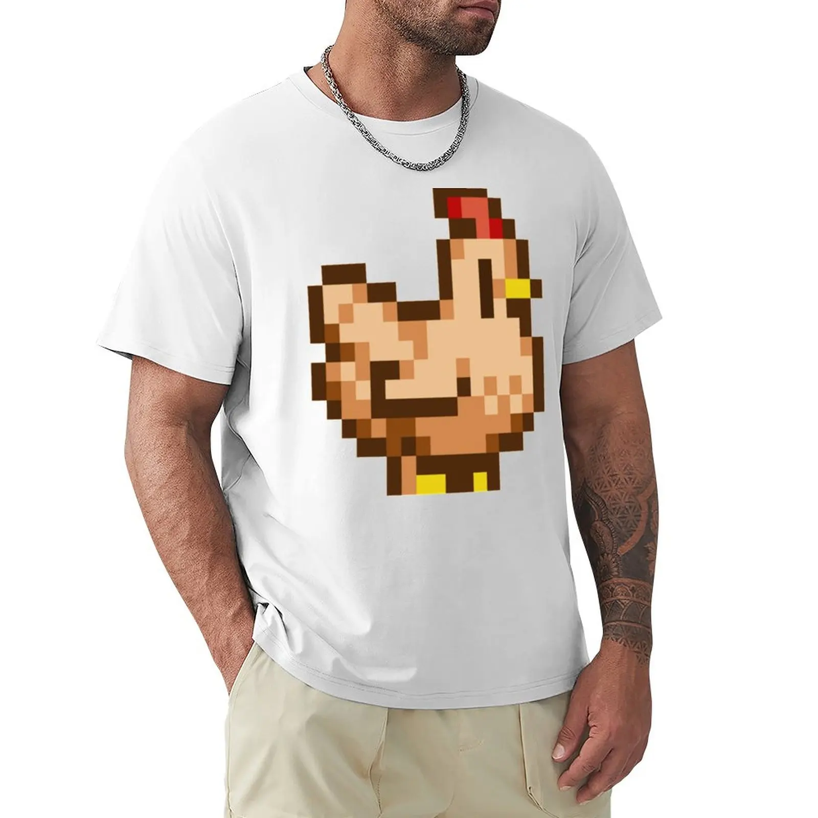 Stardew Chicken T-shirt customs oversized men t shirt