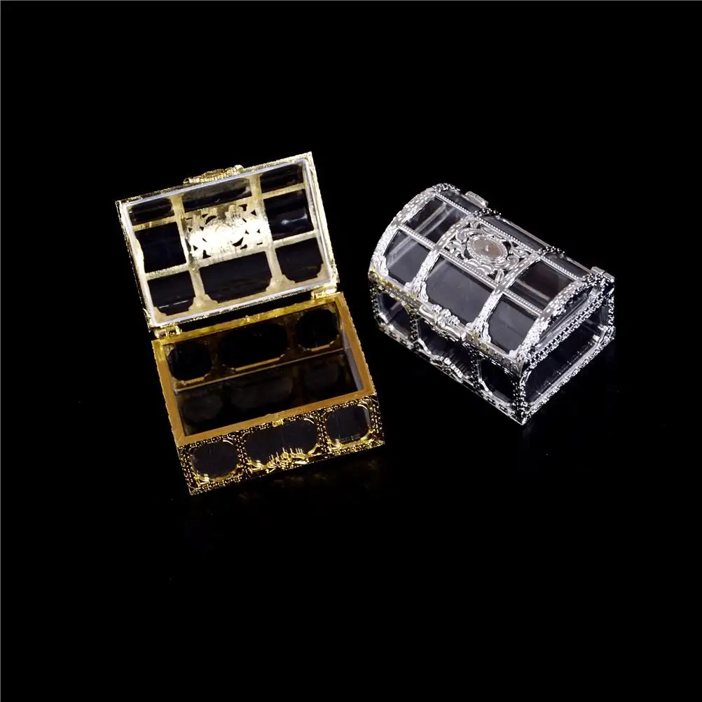 Jewelry Storage Box Case Holder Vintage  Mini Plastic Treasure Chest Storage Box Jewelry Organizer Box Gift Box