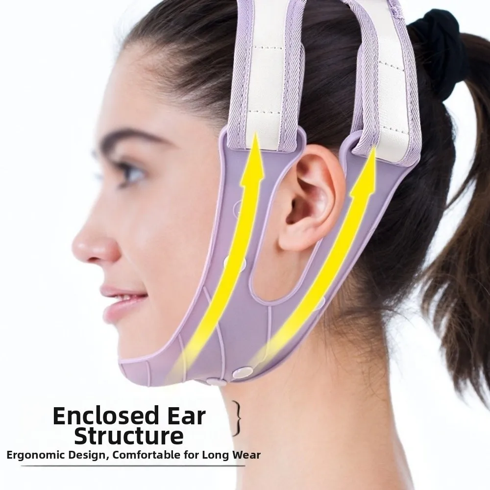 حزام وجه قابل لإعادة الاستخدام، حزام تنحيف الوجه قابل للتعديل على شكل حرف V، مشكل للوجه مضاد للانزلاق وجيد التهوية، حزام رفع الوجه لتشكيل الفك #3