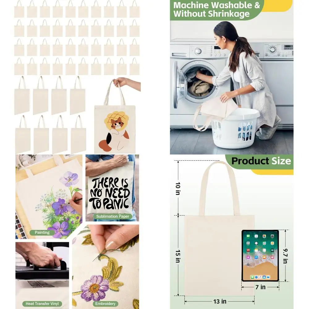 

DIY Sublimation Tote Bags Bulk Pack, 13x15 Inches, 50/120 Pack for Gifts and Personal Use
