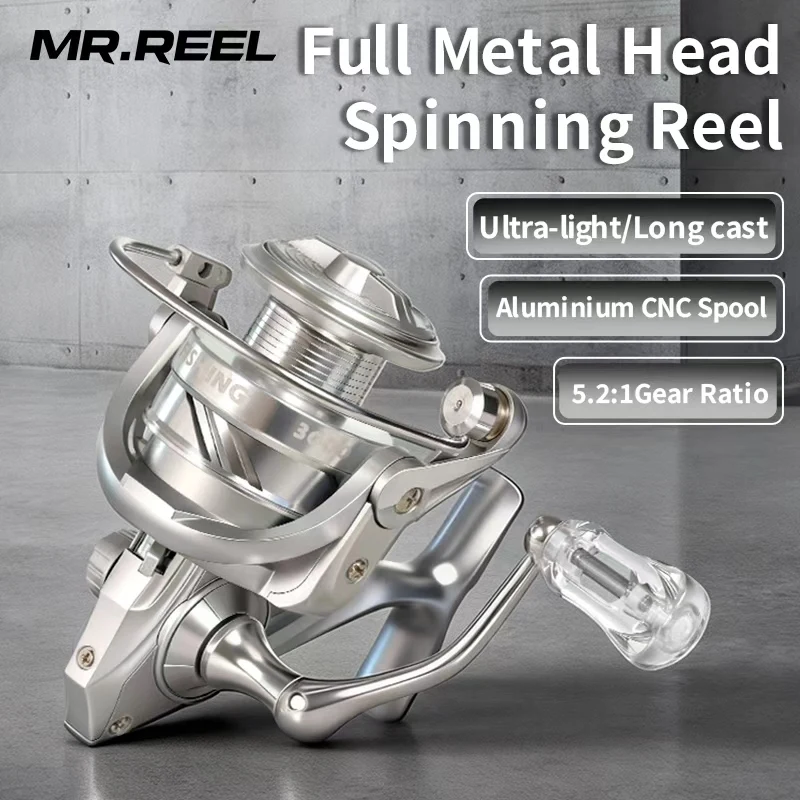 FISHMX Spinnrolle, dicker Baitcaster-Arm, 8 kg maximale Bremskraft, halbmetallischer CNC-Griff, Vollmetall-Spule mit flachem Profil, für Salzwasser- und Süßwasserfischen