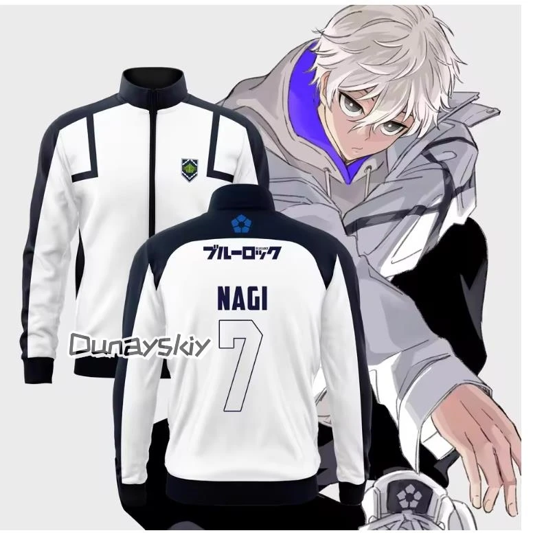 

3D Autumn New Men's Blue Lock Anime Soccer Jersey Jackets Women's Trendy Lapel Tops Children's Casual Short Sleeve Coat