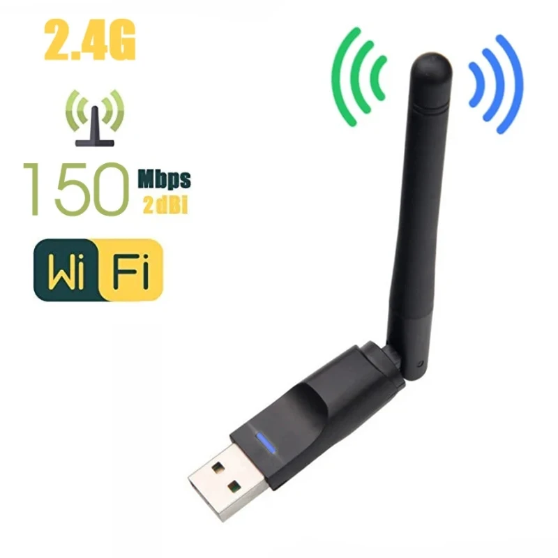 

150Mbps MT7601 Mini USB WiFi Adapter Wireless Wifi Network Card Wi-Fi Receiver Dongle for Computer Desktop PC Laptop 2.4GHz 2dbi