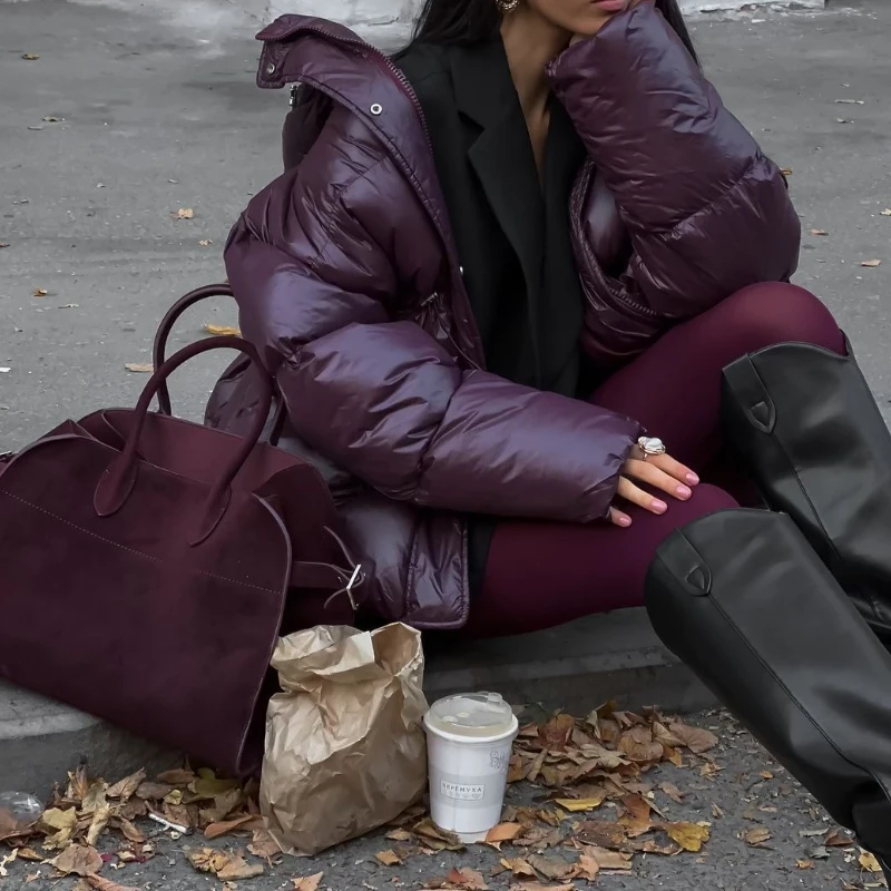 Down Jacket Women‘s Belts Cotton Single Breasted Zipper Warm Hooded Coat Female 2025 Winter Pocket Long Sleeve Lady Outerwear