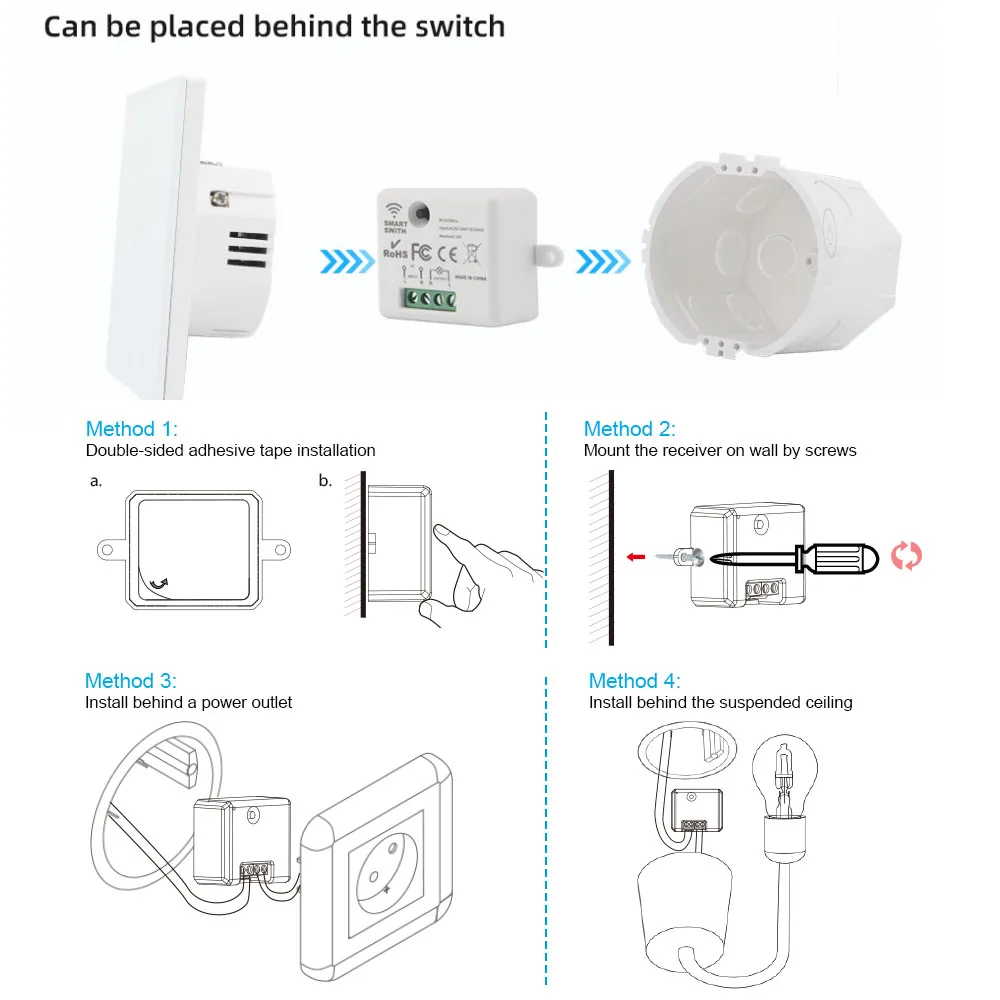 1 2 3 Channel Button 86 Type Wall Panel RF 433Mhz Remote Controller for RF433 Smart Switch RF433 for Home Led Light Lamp Fan image 6