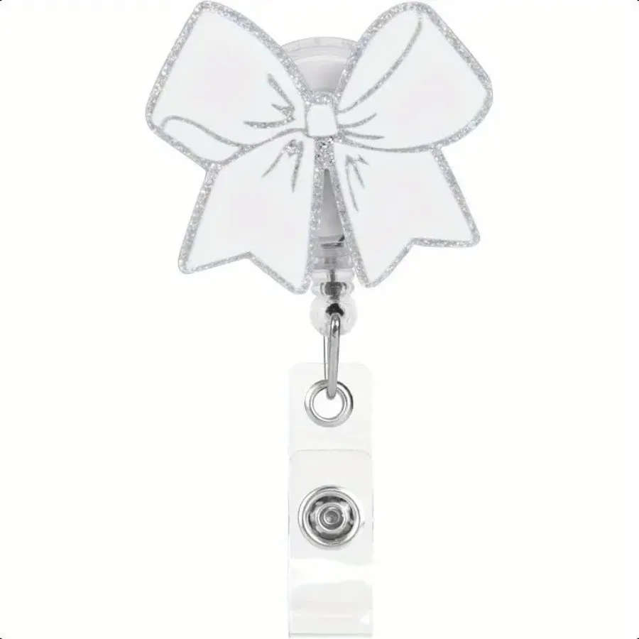 White Bow Badge Reel, Retractable ID Badge Holder Clip, Nurse Badge Reels, Nursing Student Name Badge Holders, RN LPN CNA MA Me