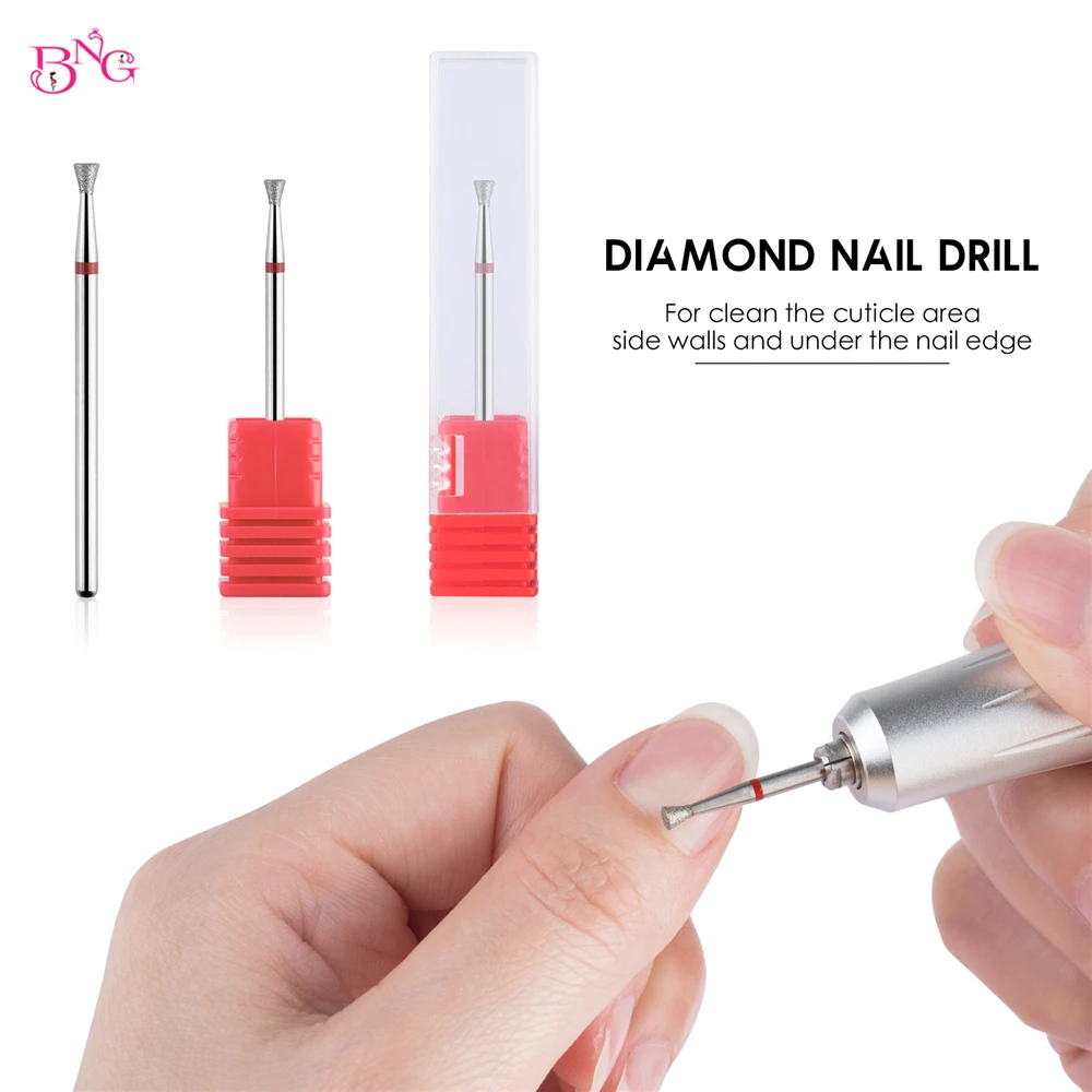 BNG-broca para cutículas rusas, cono invertido, 2,5x2,5mm, brocas para uñas de diamante, taladro eléctrico para manicura, accesorios para uñas