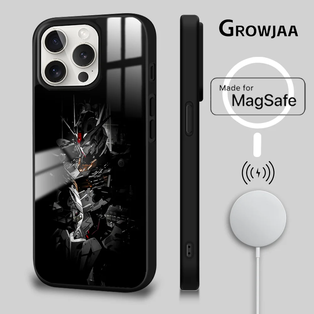 Anime G-Gundam Robot Phone Case For iPhone 16 15 14 13 12 11 Pro Max Plus Mini Magsafe Mirror Wireless Magnetic Cover