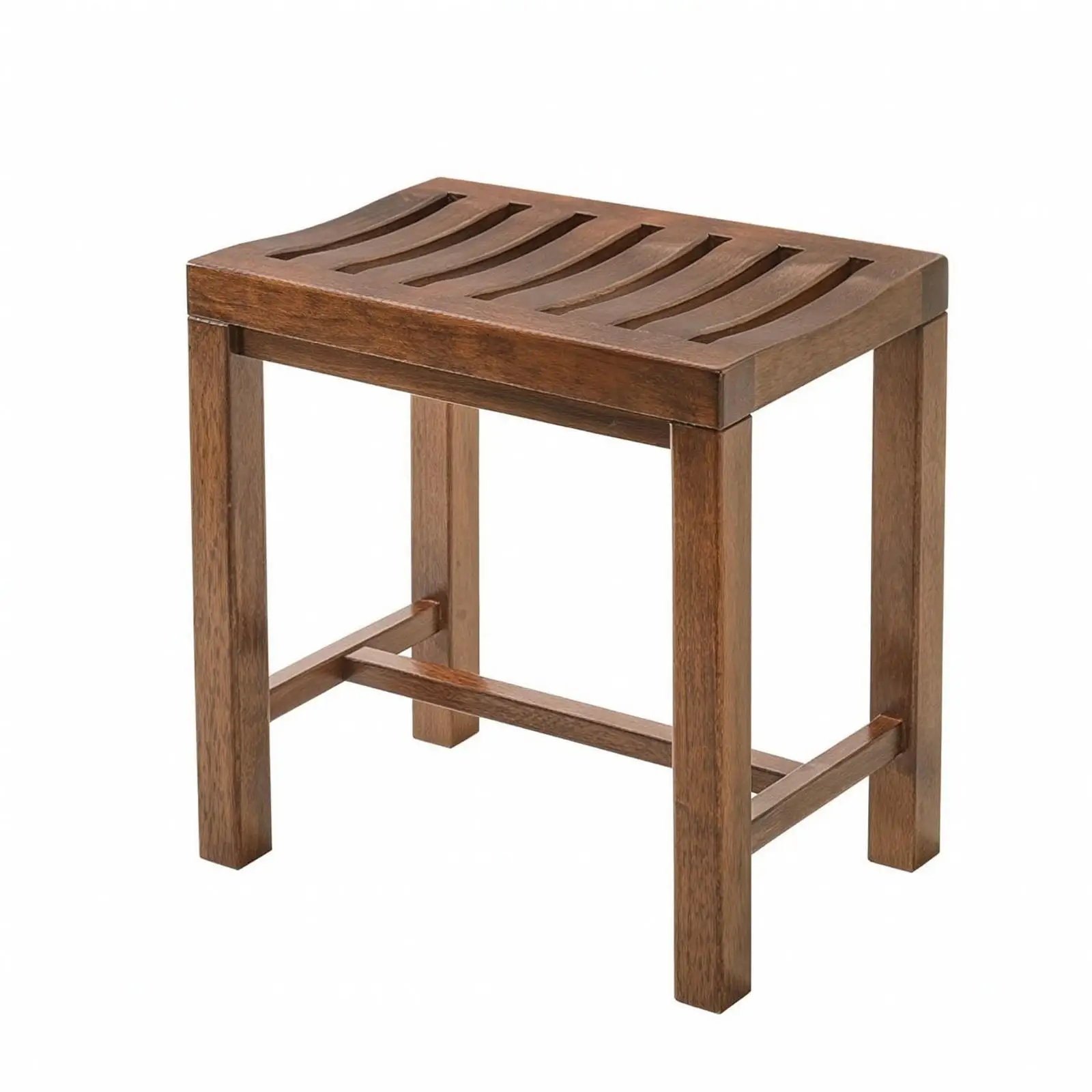 Bathroom Stool Solid Wood Wooden Stool Shower Bench with Non-Slip Feet Slatted Shower Bench with Storage Shelf Compact