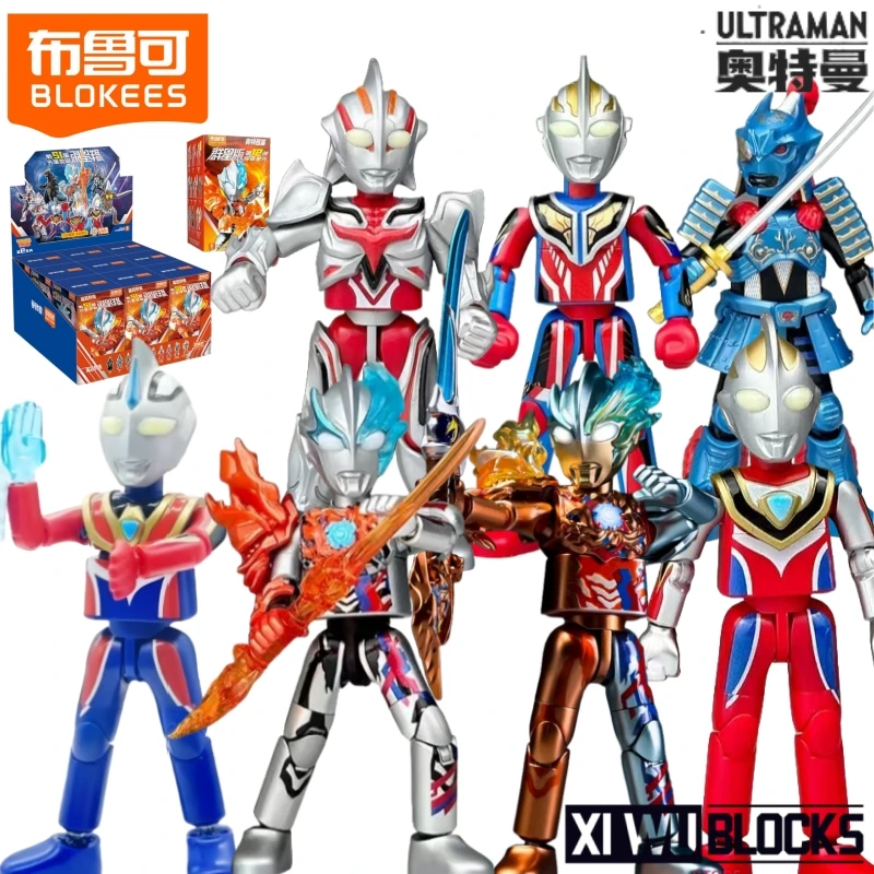 

Строительные блоки BLOKEES Ultraman Sparkling Edition Vol.12 Ultraman Blazar Ultraman Gaia, собранная подвижная модель, игрушка-подвеска