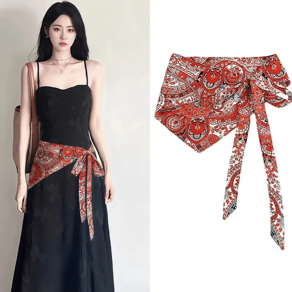 Stylish Ethnic Style Cashew Flower Waist Wrap Multicolor Stacked Wear Belt Multi-functional Waist Seal Accessories