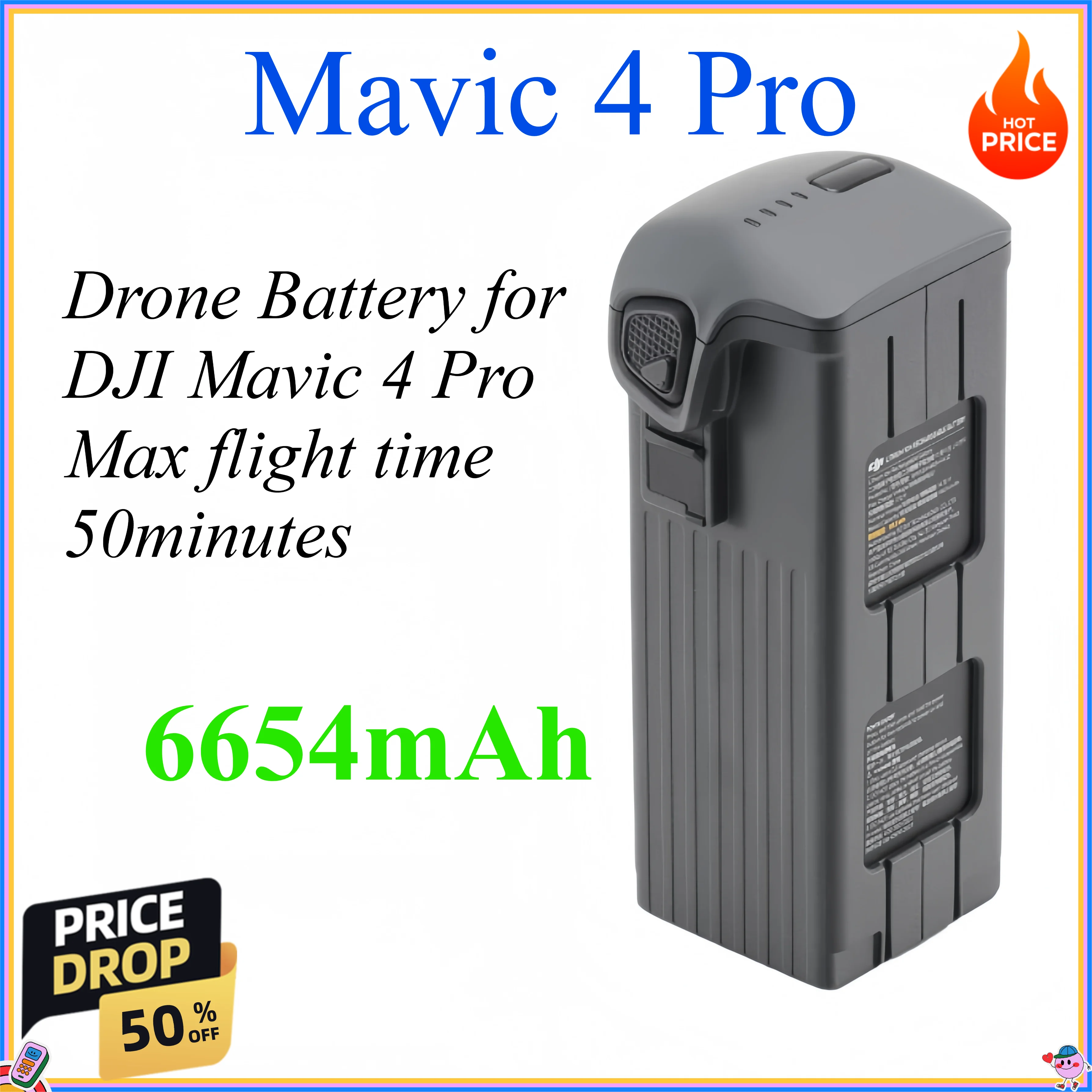 

6654mAh Drone Battery for DJI Mavic 4 Pro Intelligent Flight Large Capacity for Mavic 4Pro Max flight time 50minutes