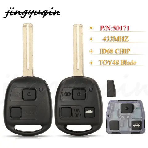 Jingyuqin 2/3 버튼 원격 키, 433Mhz ID68 칩, P/N 50171, 렉서스 ES300 GS300 GS400 IS300 LS400, TOY48 블레이드 포함