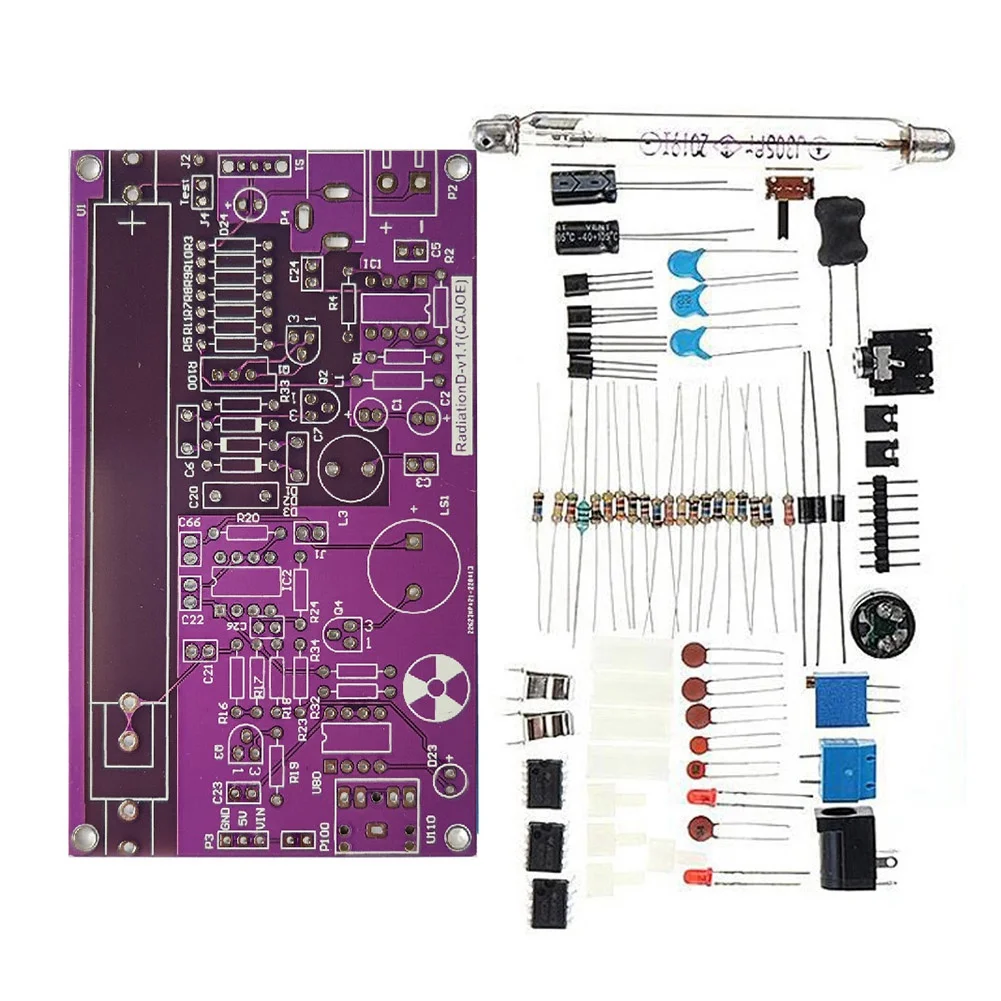Winter Essential Unassembled DIY Geiger Counter Parts Kit Module Nuclear Radiation Detector With Sound And Light Alarm Function