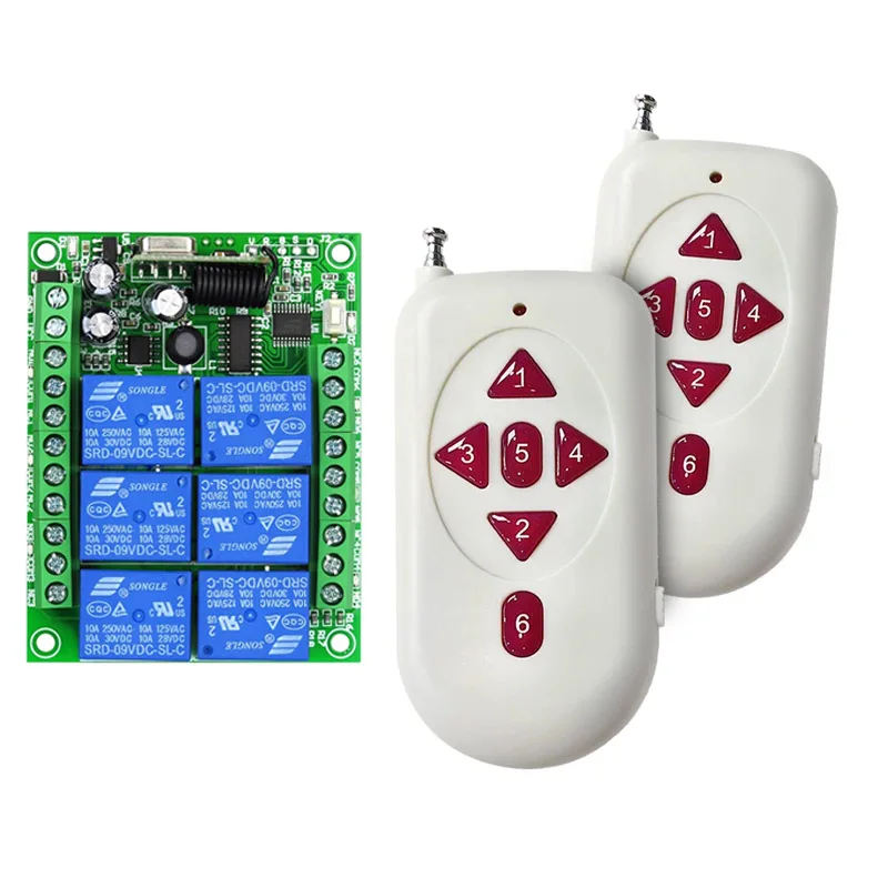 Universal 433mhz DC 12V 6 channel RF Wireless radio Remote Control switch system Receiver Transmitter 100m