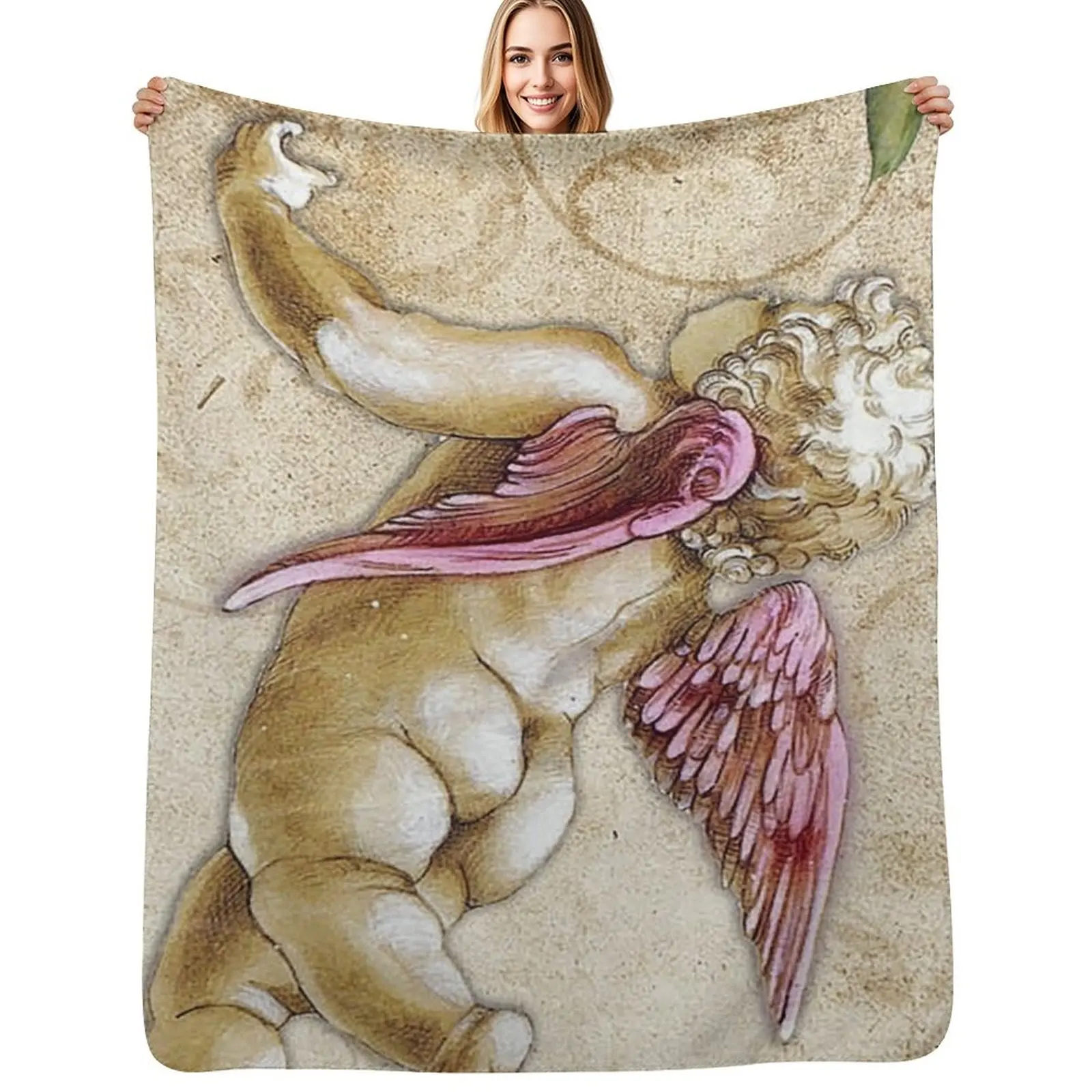 vintage angel, victorian angel Throw Blanket Travel Size Cozy Blanket for Plane Train