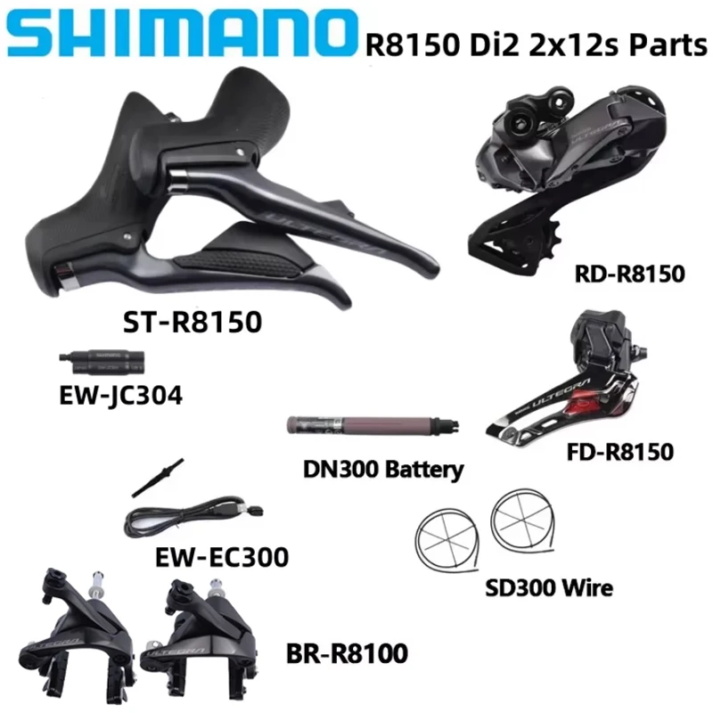 Shimano ULTEGRA  R8150 Di2 Groupset 2x12S R8150 Front/Rear Derailleur Cassette DN300 EC300 For Rim V Brake Road Bicycle Di2 Set