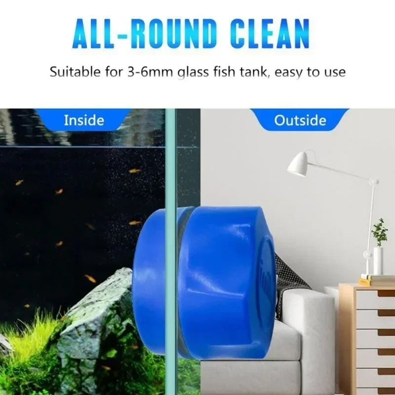 1pc Glass Cleaner Brushes Remove Moss Brushes Aquarium Double-sided Cleaning Brush Fish Tank Magnetic