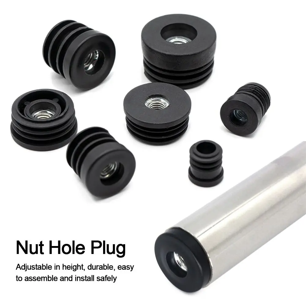 

Glide Leveling Foot Pad Black Nut Hole Plug Round Plastic Pipe Inner Plug Furniture Leveling Feet Table Chair