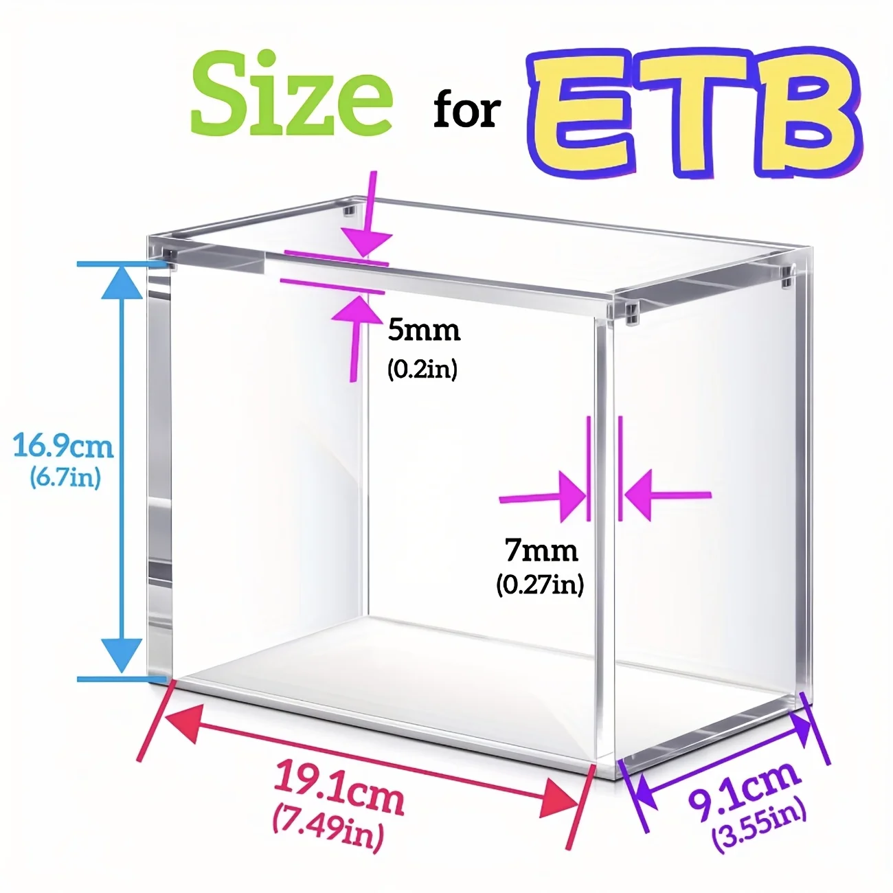 5mm Thick Stackable Acrylic Display Case for Trading Cards
