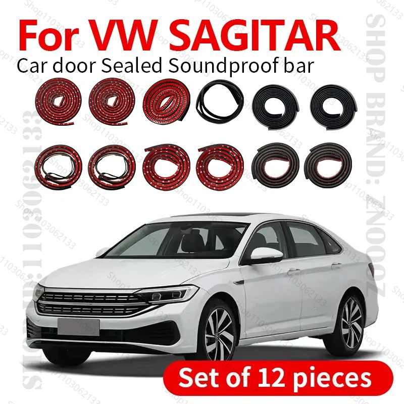

For VW SAGITAR MQB Evo Car Door Seal Strip Rubber Double Layer Sealing Protector Soundproof Strip Dustproof Seal Strip 12PCS Set
