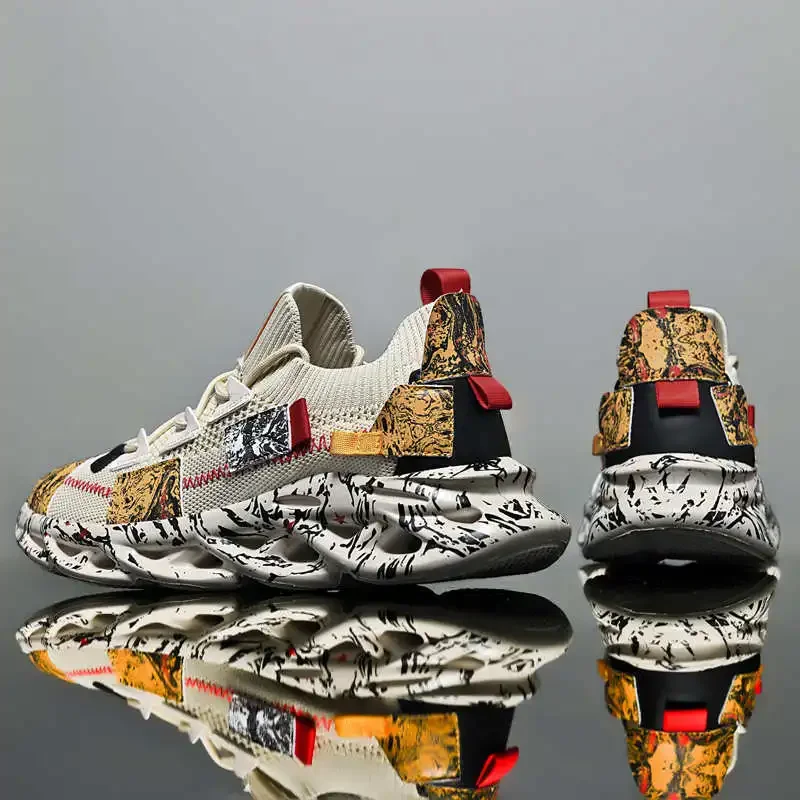 Вязаная теннисная подошва Мужские теннисные ботинки Красные спортивные туфли Высокие мужские туфли Кроссовки Tenis Upper Trends Obuv Deporte Супер бренд