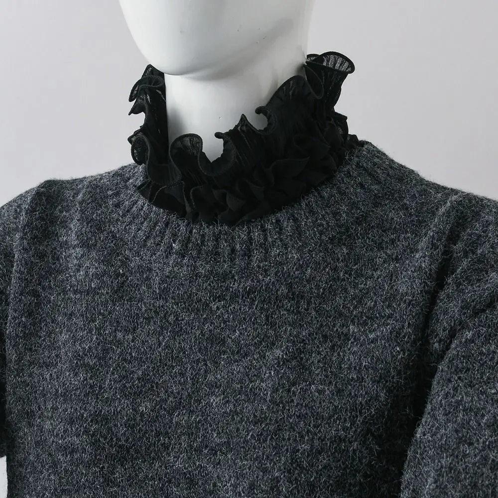 New Ruffled Edge Fake Collar Detachable Black White High Neck Collar False Collar Autumn Winter for Women Girls