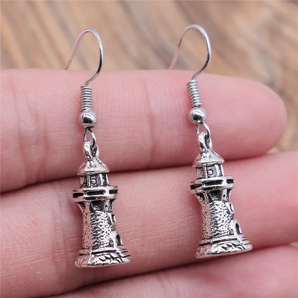 Dropshipping Drop Earrings Fashion Handmade Simple Design 2 Colors Watchtower Lighthouse Pendant Earrings