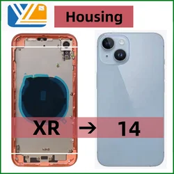 For iPhone XR ~ 14 Diy Housing Rear Battery Midframe Replacement, XR like 14 Chassis XR to 14  back cover XR to 13 Matte Quality