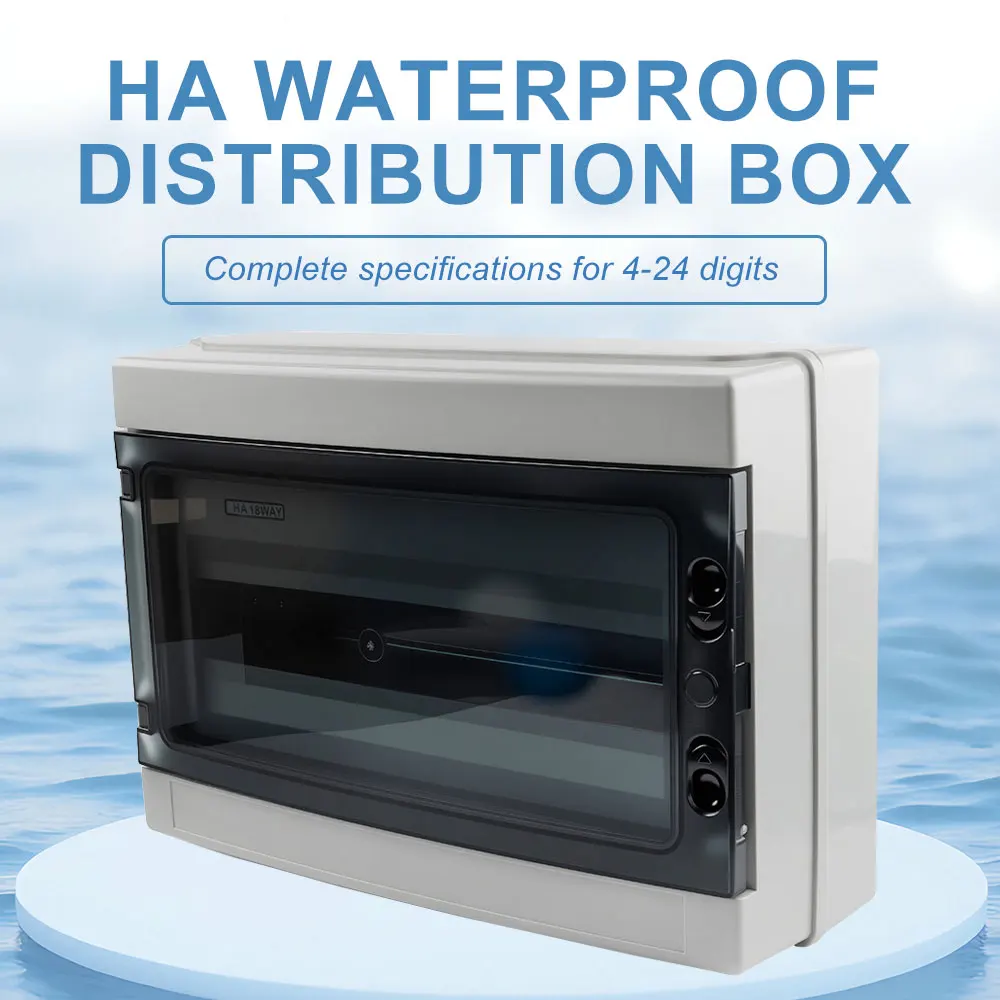 

HA-4/8/12/18/24 Way Junction Box PV System AC/DC Distribution Box Switch Box Outdoor Waterproof Electrical Plastic Enclosure
