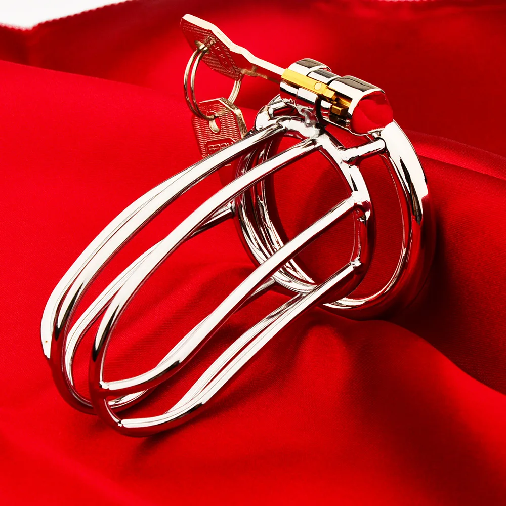 New Metal Chastity Cage Male Cock Cage Penis Ring Masturbation SM Gay Chastity Devices Adult Sex Toys For Men BDSM Belt