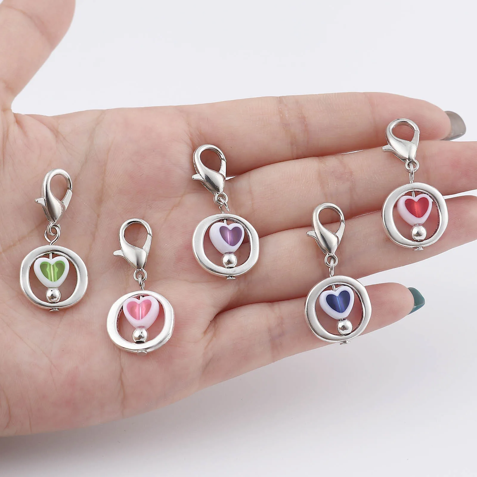 1 Set Heart Beads Rose Flower Locking Stitch Markers Crochet Latch For DIY Craft Marker Kits Needle Clip Knitting Tools Random